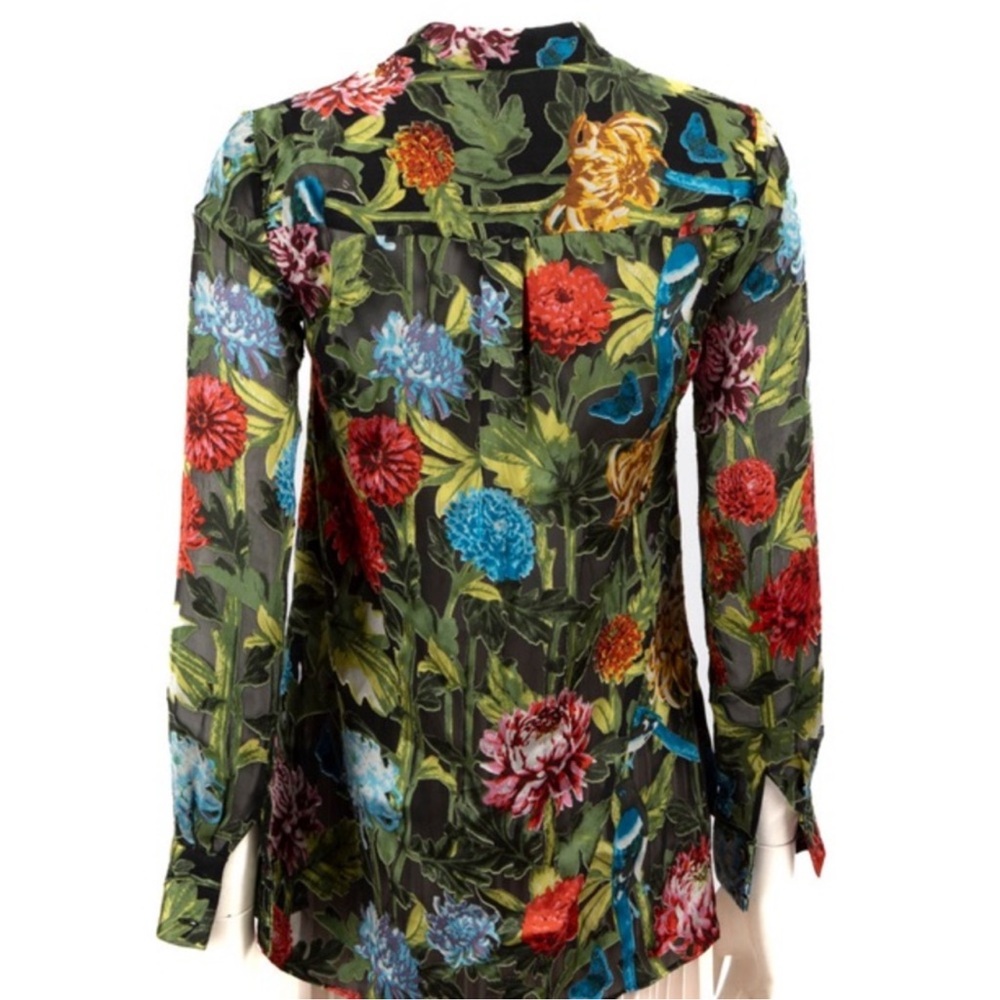 Alice + Olivia Amos Silk Floral Sheer Long Sleeve Blouse Sz XS - Picture 4 of 9